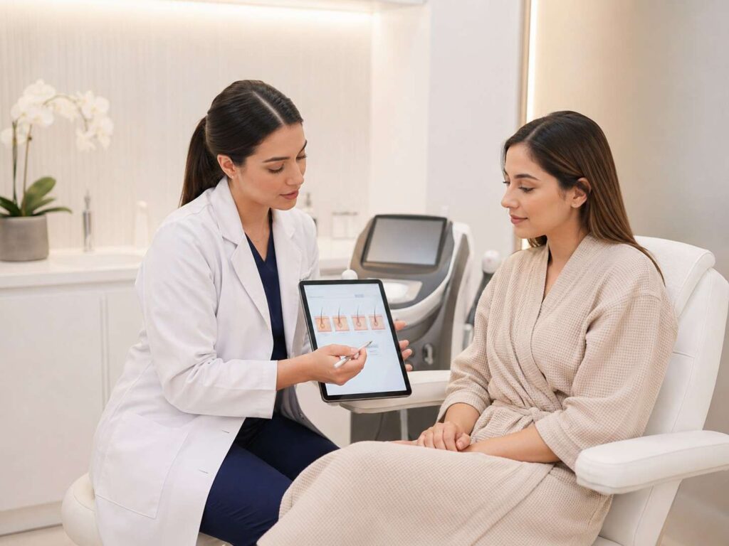 Laser hair reduction consultation for Indian skin tone