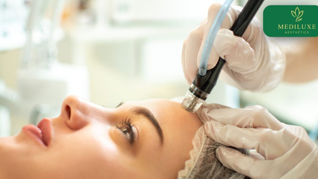 HydraFacial skin treatment session at Mediluxe clinic, Janakpuri