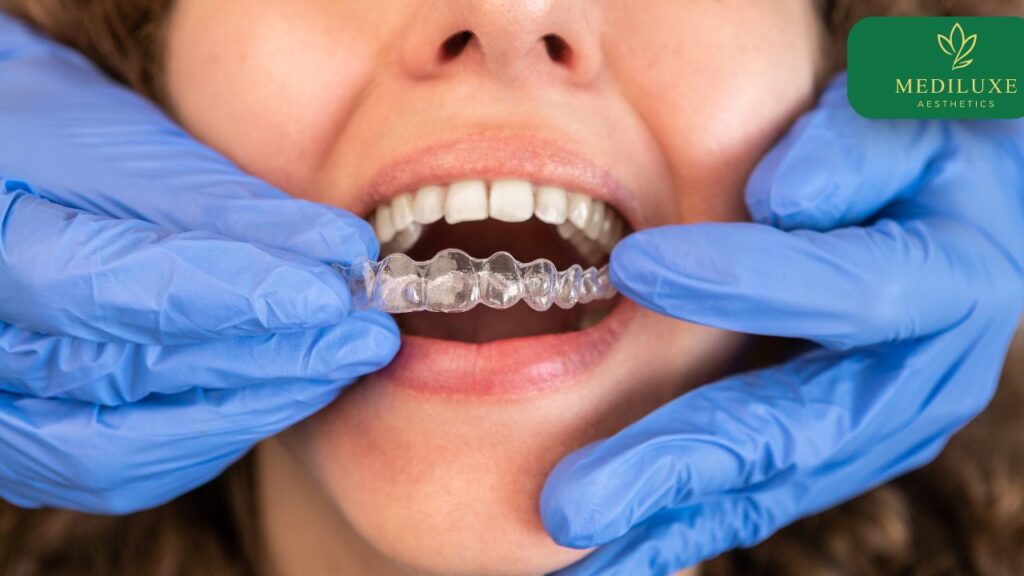 Diagram showing how Invisalign aligners gradually move teeth